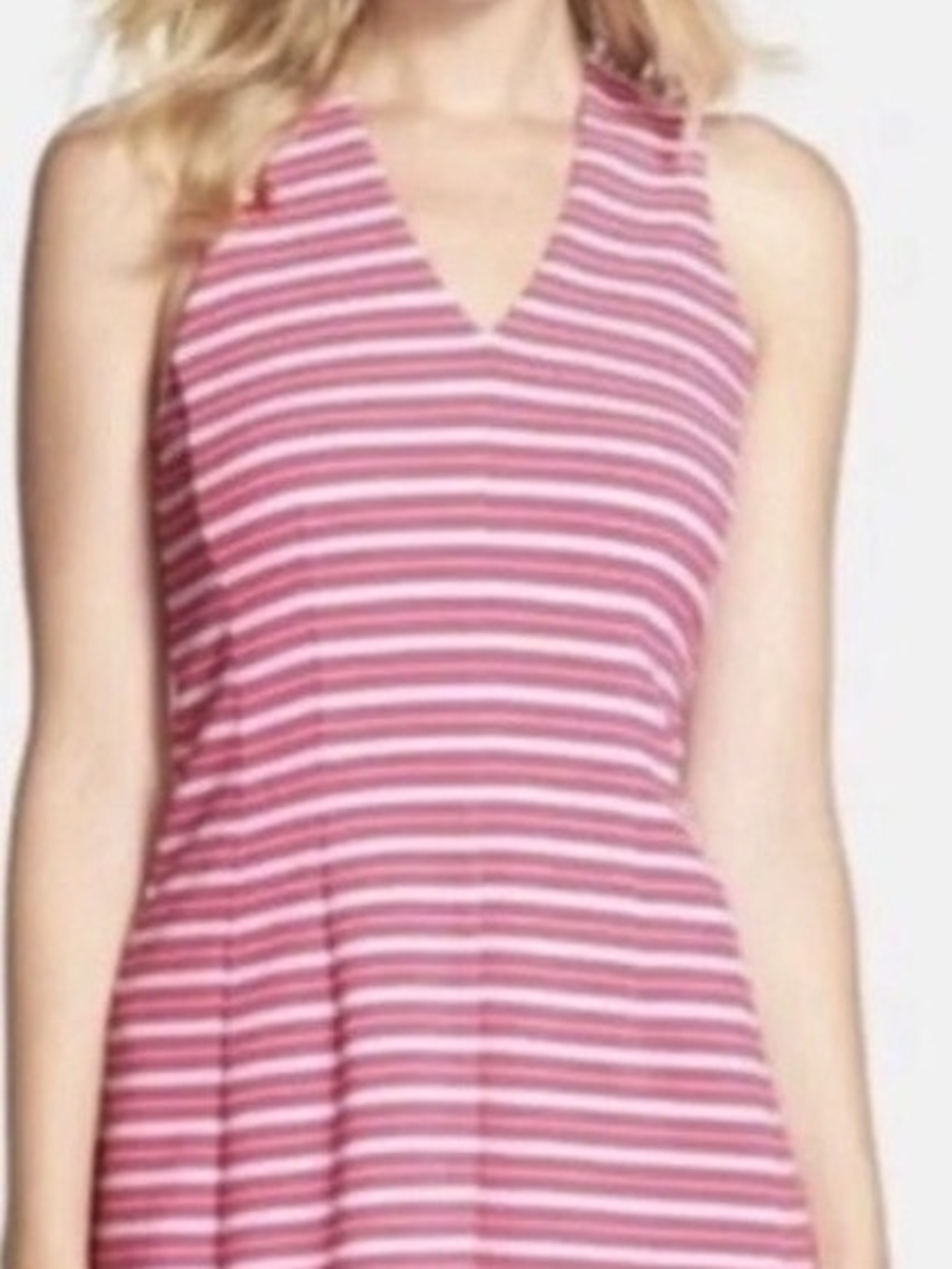 Lilly Pulitzer Pink & White Striped Sleeveless V-Neck Mini Dress